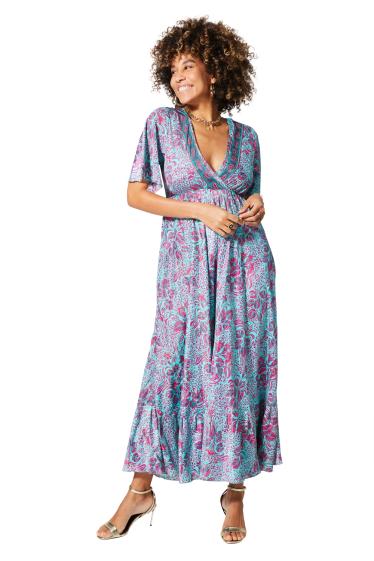 Wholesaler MOOYA INDIA - long flared dress with 3/4 sleeves