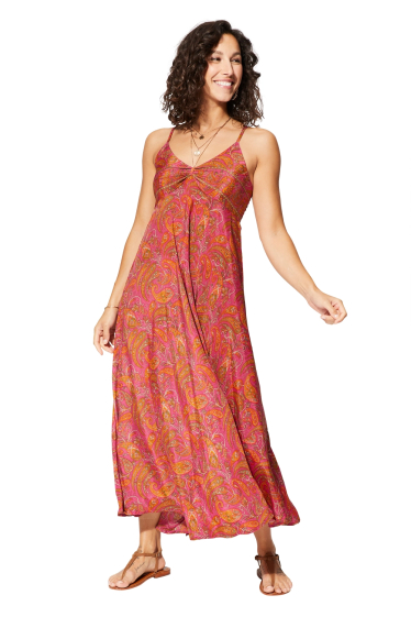 Großhändler MOOYA INDIA - Langes bedrucktes Kleid mit dünnen Trägern