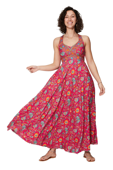 Großhändler MOOYA INDIA - Langes Kleid mit Racerback-Print