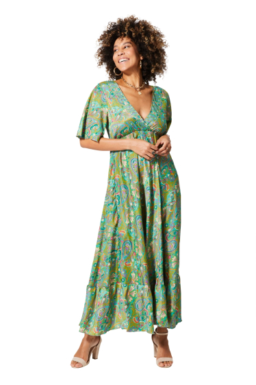 Wholesaler MOOYA INDIA - Long printed flared dress with 3/4 sleeves