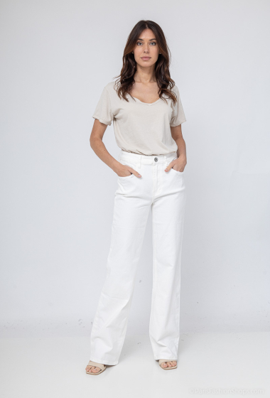 Grossiste Mooya - Jeans blanc coton coupe droite