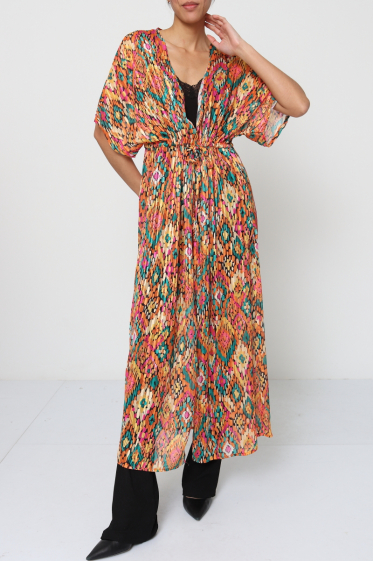 Wholesaler Mooya - Long floral print kimono with short sleeves