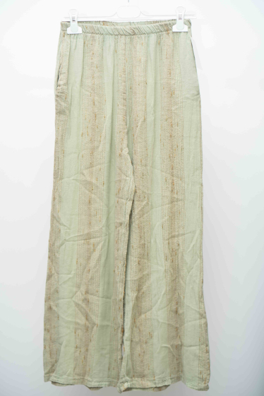 Grossiste Mooya - Pantalon en lin avec poches avec détails dorée