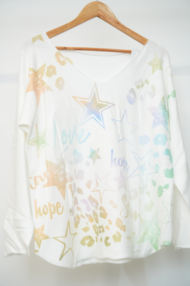 Wholesaler Mooya - Star printed V-neck sweater
