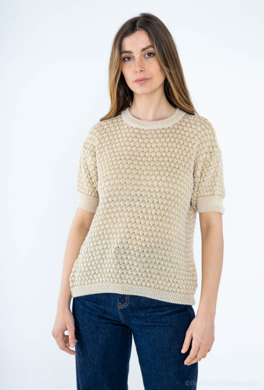 Wholesaler Mooya - Fine round neck sweater with gold threads