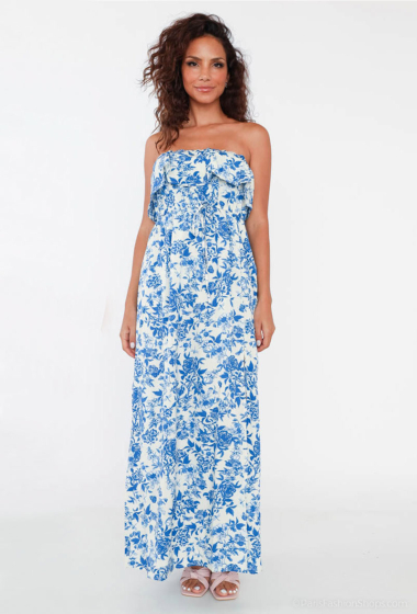 Wholesaler Mooya - Printed strapless dress with ruffles