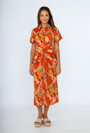 Wholesaler Mooya - Full length button print shirt dress