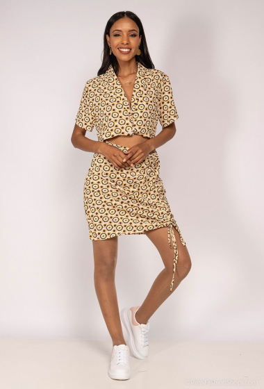 Wholesaler Mooya - Short cut-out print dress with small sleeves