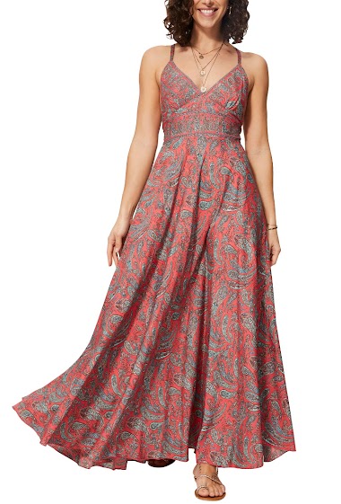 Großhändler MOOYA INDIA - Langes bedrucktes Kleid