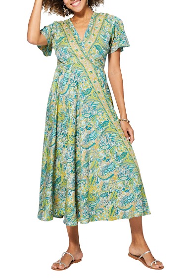 Großhändler MOOYA INDIA - Langes bedrucktes Kleid
