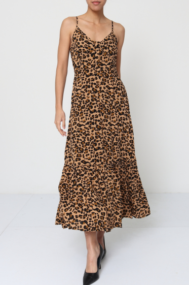 Großhändler Mooya - Leopardenkleid mit Knopfdetails