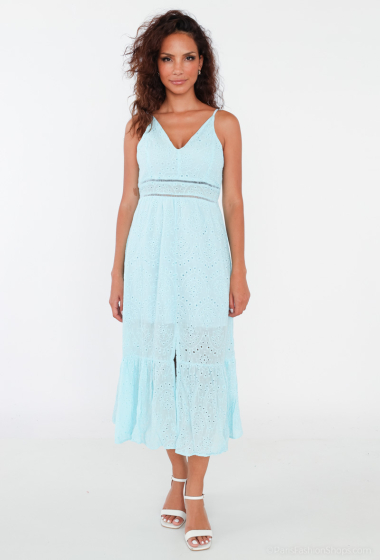 Wholesaler Mooya - Long dress with straps in English embroidery