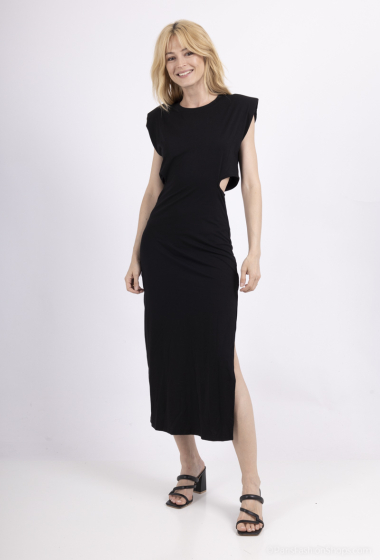 Wholesaler Mooya - Long dress with shoulder pads and side slit