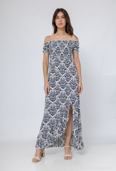 Wholesaler Mooya - Long bardot dress with slit
