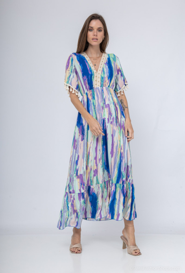 Wholesaler Mooya - Long printed dress with small sleeves