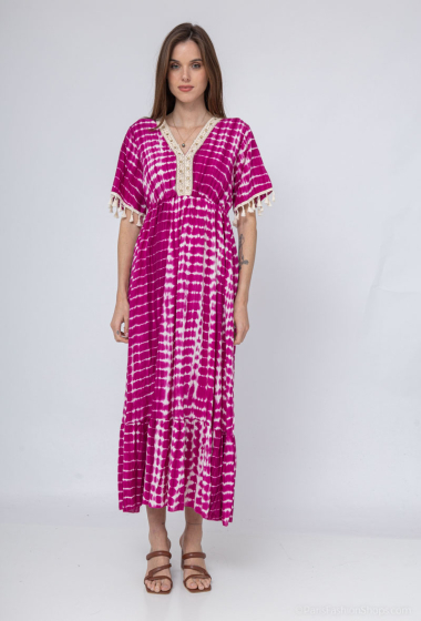 Wholesaler Mooya - Long printed dress with details on the collar