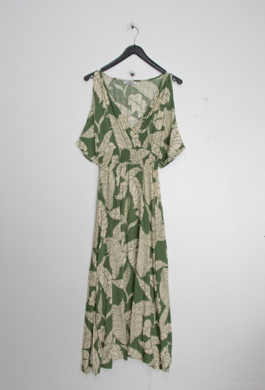 Großhändler Mooya - Langes bedrucktes Kleid mit Ärmeln