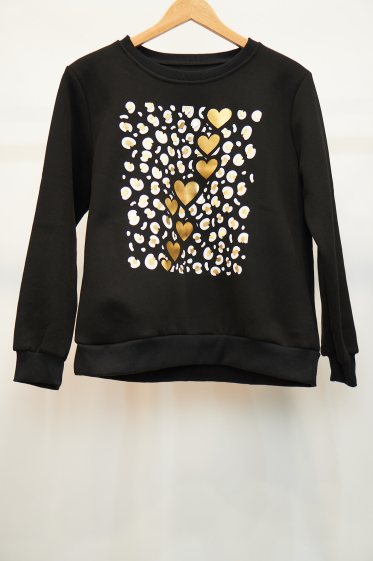 Großhändler Mooya - Fleece-Innensweatshirt mit goldenem Leopardenmuster