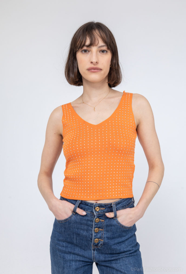 Wholesaler Mooya - Mesh top with rhinestones on the front