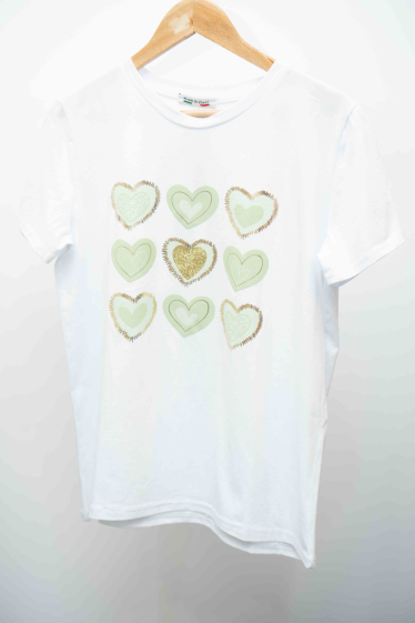Wholesaler Mooya - White cotton t-shirt with heart print