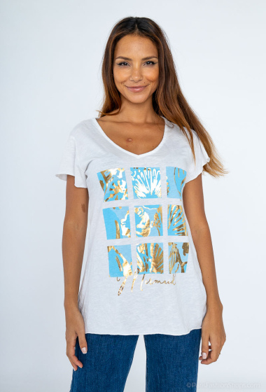 Wholesaler Mooya - Cotton t-shirt with gold details MERMAID