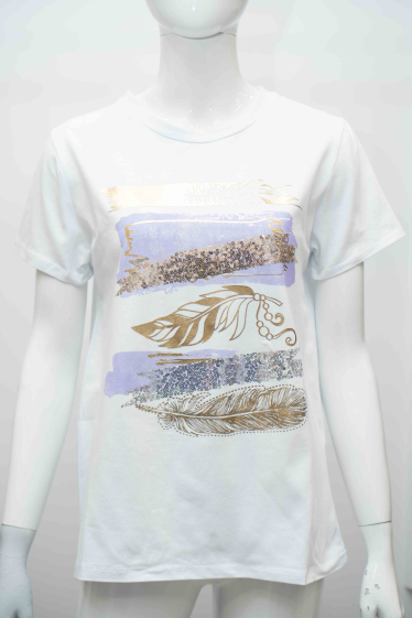 Wholesaler Mooya - Cotton t-shirt with white background and gold print