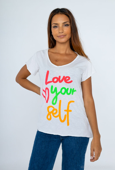 Wholesaler Mooya - Plain cotton T-shirt LOVE YOURSELF