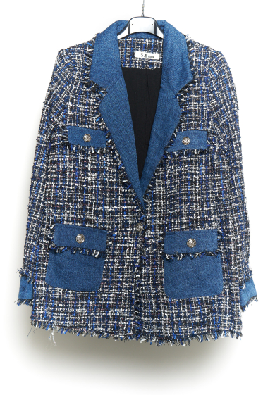 Wholesaler Mooya - Bi-material tweed and denim jacket