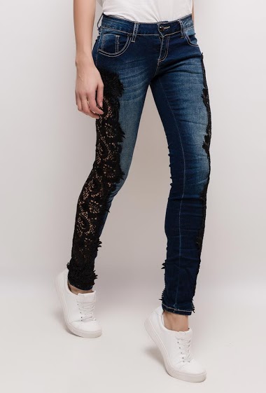 Großhändler Mozzaar  Forever - Jeans mit transparenten Spitzenbändern