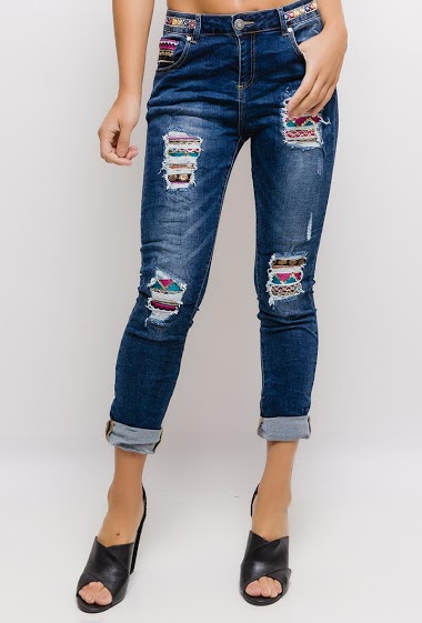 Großhändler Mozzaar  Forever - Jeans with embroideries