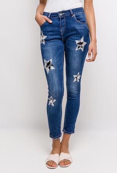 Großhändler Mozzaar  Forever - Jeans mit Sternen