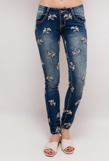 Großhändler Mozzaar  Forever - Jeans mit gestickten Blumen