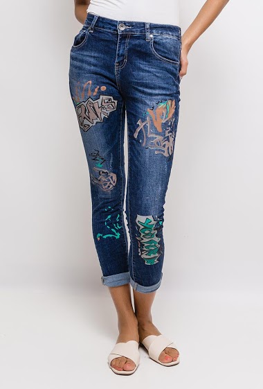 Wholesaler Mozzaar  Forever - Jeans with painted logos