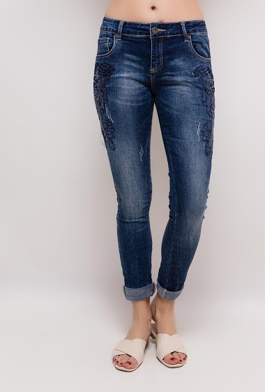 Wholesaler Mozzaar  Forever - Jeans with embroidered sequins