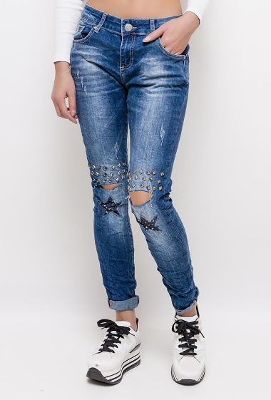 Wholesaler Mozzaar  Forever - Studded jeans with stars