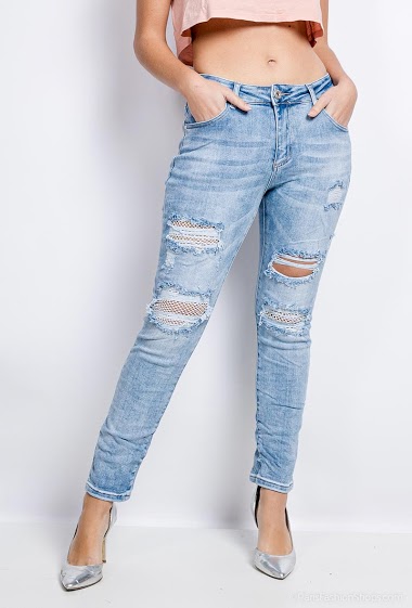 Großhändler Mozzaar  Forever - Ripped jeans with strass