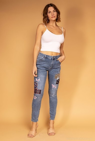Wholesaler Mozzaar  Forever - Straight jeans with patchwork