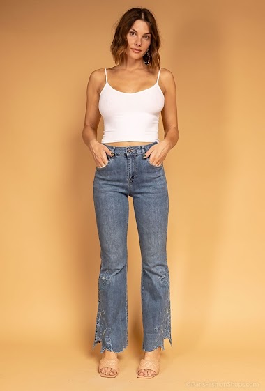 Wholesaler Mozzaar  Forever - Embroidered flared jeans