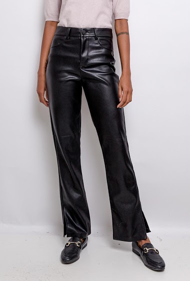 Wholesaler Mozzaar  Forever - Fake leather regular pants, split low