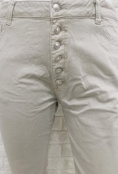 Grossiste Mozzaar  Forever - Pantalon grande taille beige , boutons