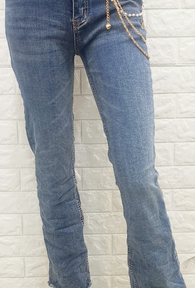 Wholesaler Mozzaar  Forever - Classic denim trousers with chain