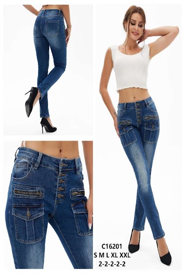 Grossiste Mozzaar  Forever - Pantalon Jean zip poche devant