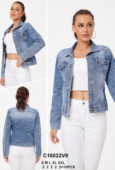 Wholesaler Mozzaar  Forever - Jean jacket with rhinestones