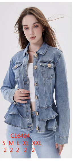 Wholesaler MOZZAAR FOREVER - Jeans jacket, with two low ruffles