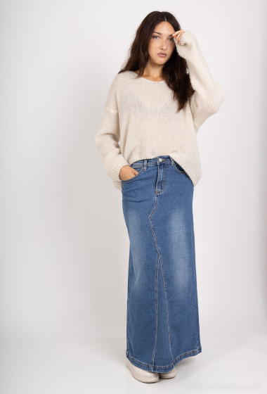 Grossiste MOZZAAR FOREVER - Jupe jean longue de 100cm sans fente