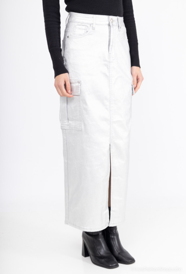 Wholesaler MOZZAAR FOREVER - Long silver cargo skirt