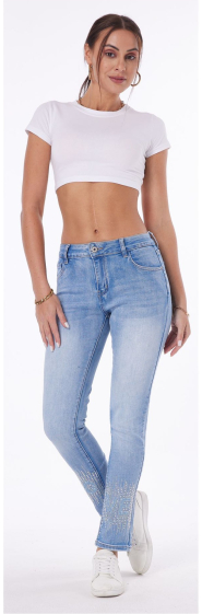 Wholesaler MOZZAAR FOREVER - jeans pants, LOVE rhinestones, bottom