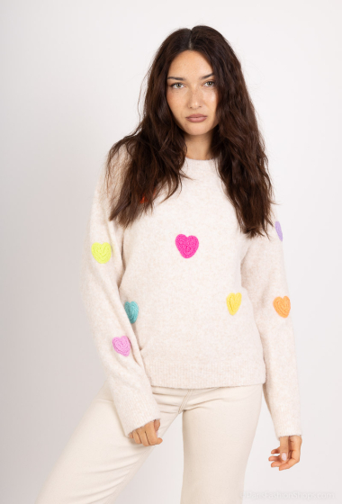 Wholesaler MOZZAAR FOREVER - Sweater with little heart, mohair touch