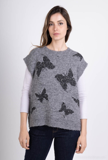Wholesaler MOZZAAR FOREVER - Wool + butterfly pattern cardigan sweater