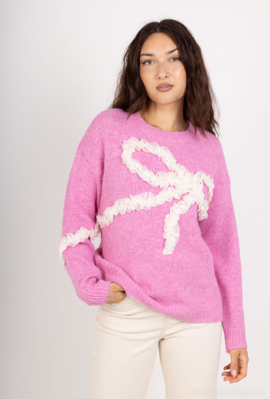 Wholesaler MOZZAAR FOREVER - Mohair touch sweater, with pearl and veil